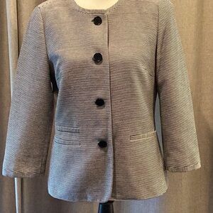 Talbots Navy and Ivory stripe blazer, size 8.